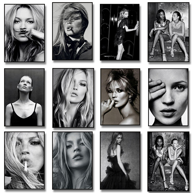 Vintage Fashion Prints For Wall - Vintage Retro Photography Kate Moss Smoking