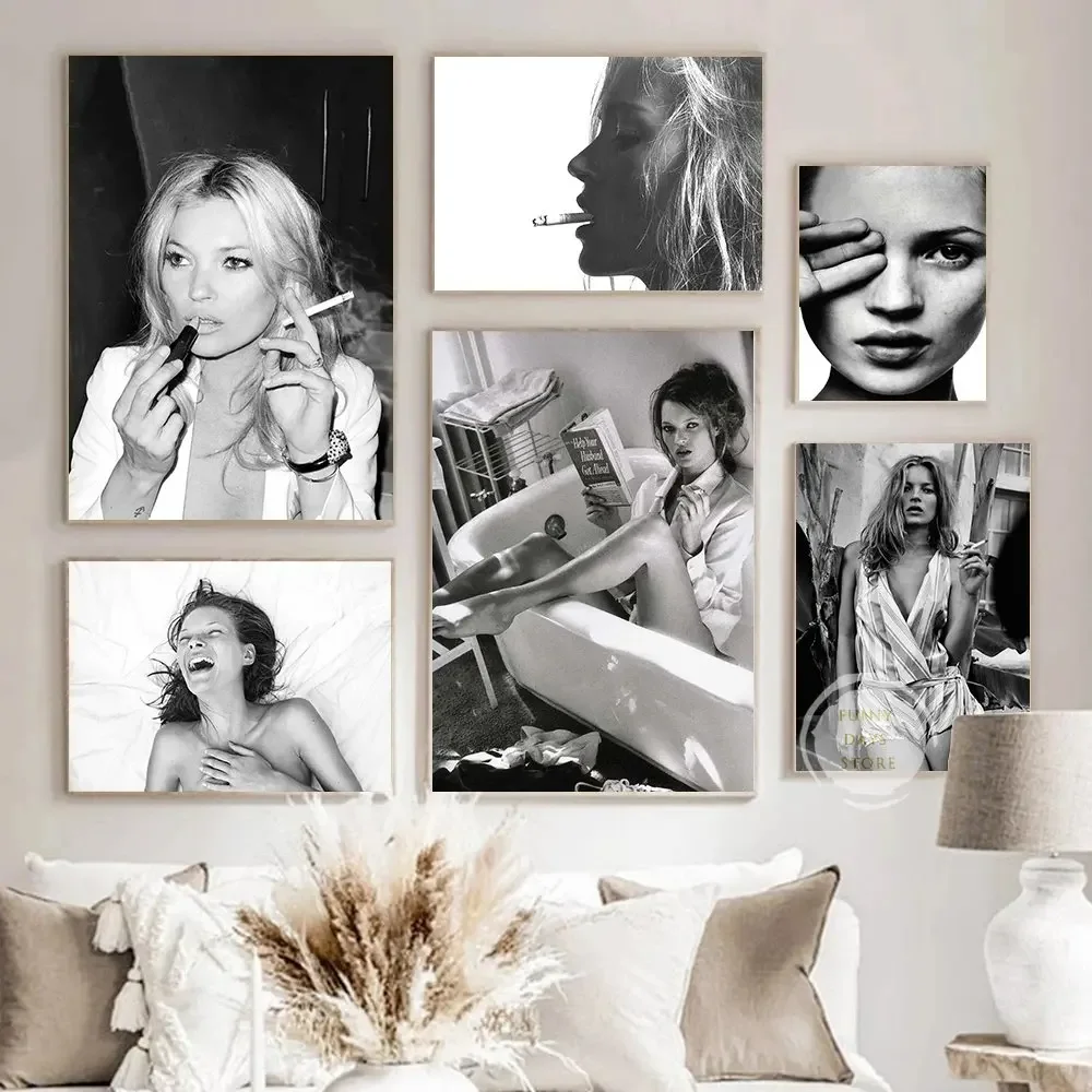 Vintage Fashion Prints For Wall - Vintage Sexy Supermodel Kate Moss Poster