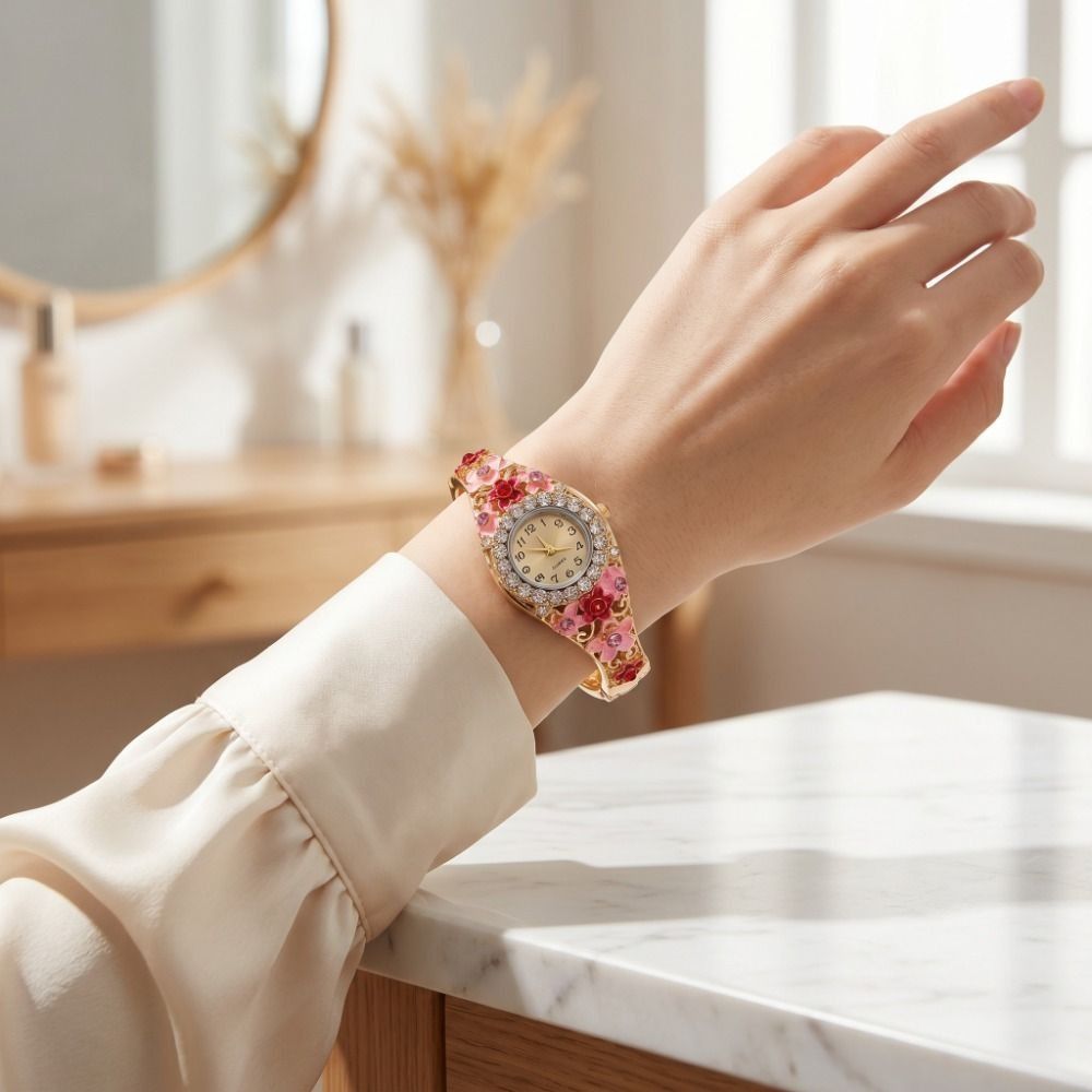 Vintage Fashion Week - Rich In Flowers Vintage Watch Rhinestone