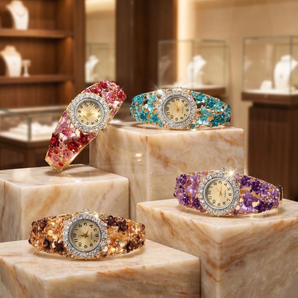 Vintage Fashion Week - Rich In Flowers Vintage Watch Rhinestone