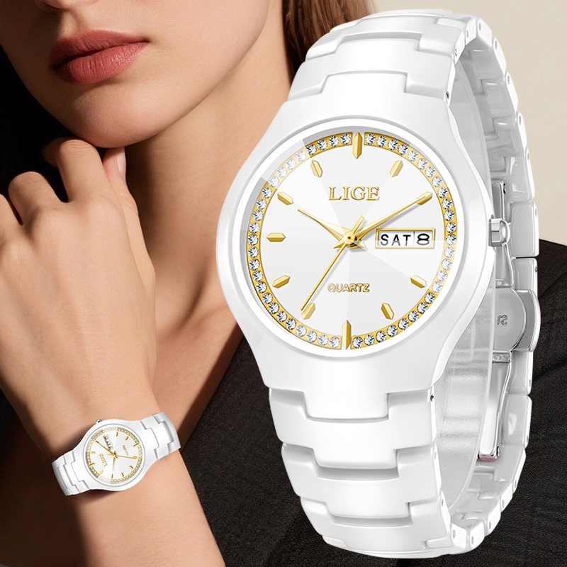 LIGE Ceramic Watch Elegant Wom - Vintage Fashion Week 评论和价格