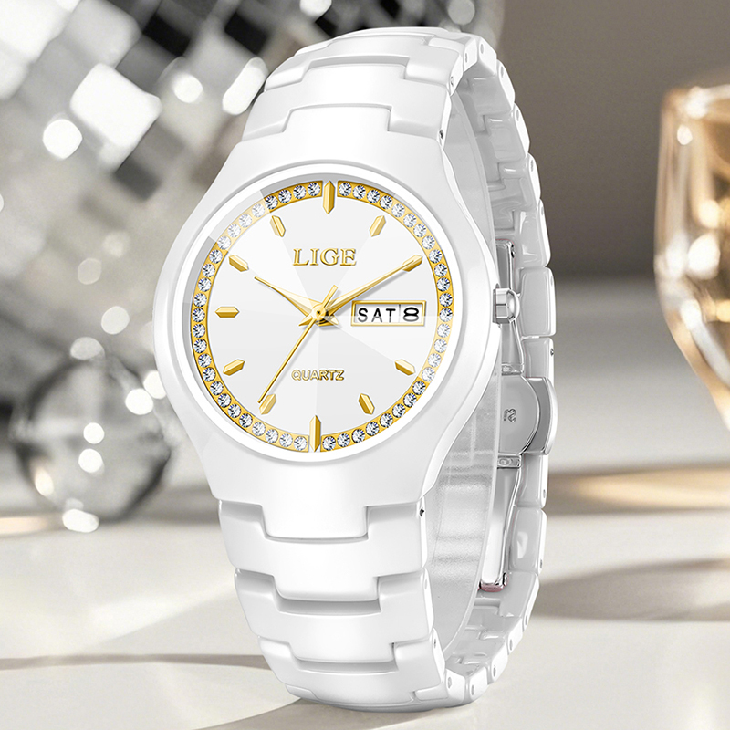 LIGE Ceramic Watch Elegant Wom - Vintage Fashion Week 评论和价格