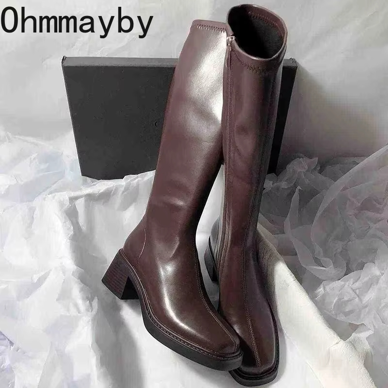 Vintage Thick Heel Women Knee  - Vintage Fashion Boots 评论和价格