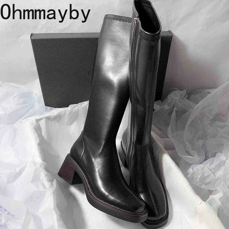 Vintage Thick Heel Women Knee  - Vintage Fashion Boots 评论和价格