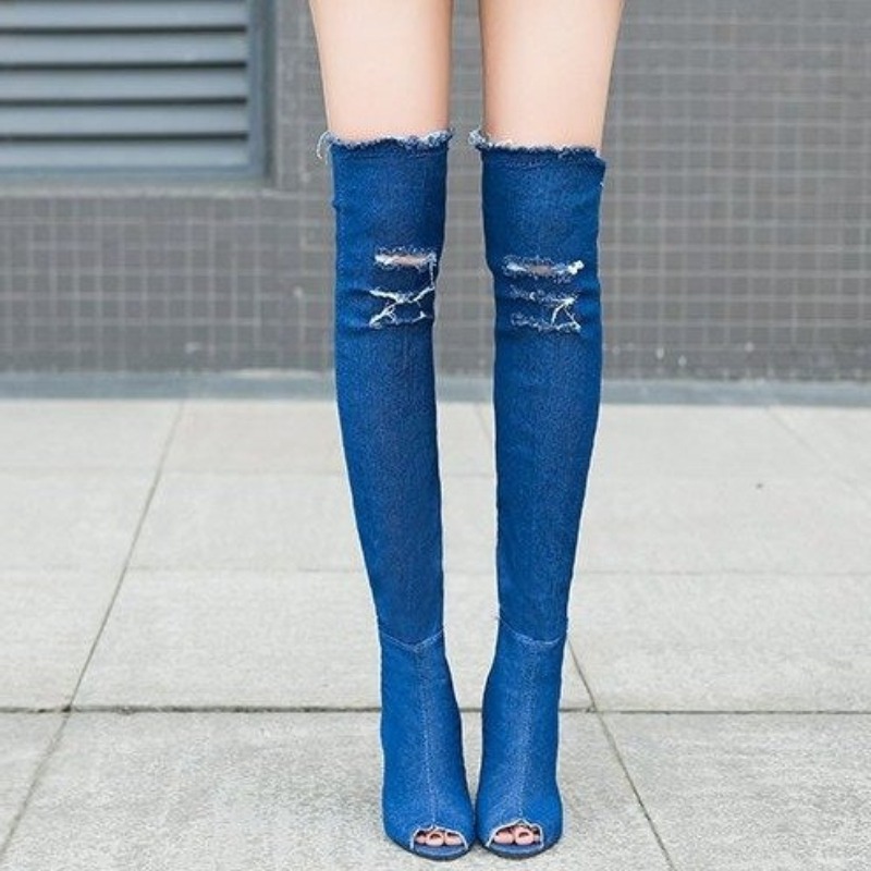 Women's Fish Mouth Open Toe Co - Vintage Fashion Boots 评论和价格