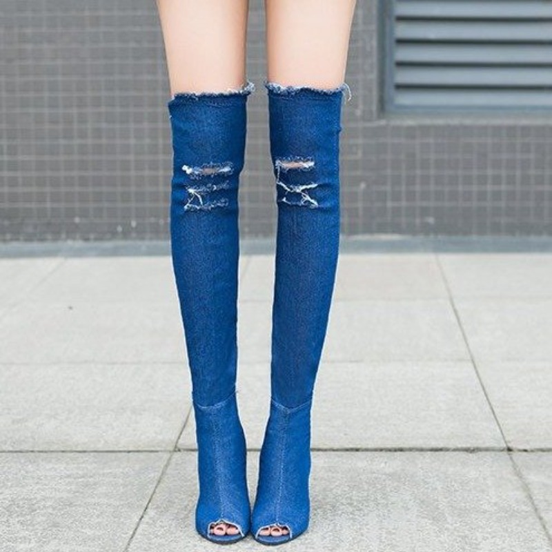 Women's Fish Mouth Open Toe Co - Vintage Fashion Boots 评论和价格