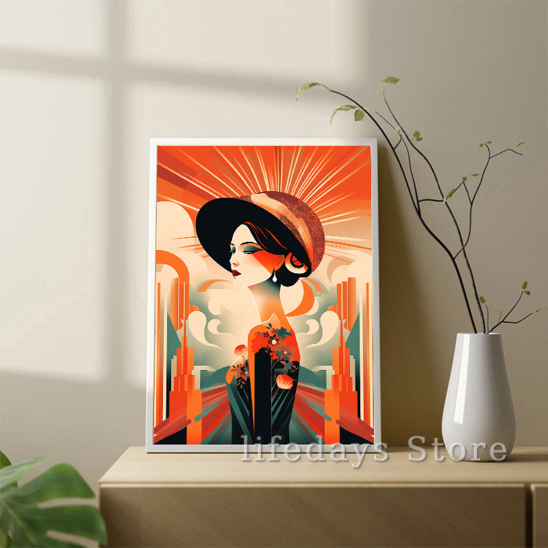 Vintage Art Deco Women Portrai - Vintage Fashion Prints For Wall 评论和价格