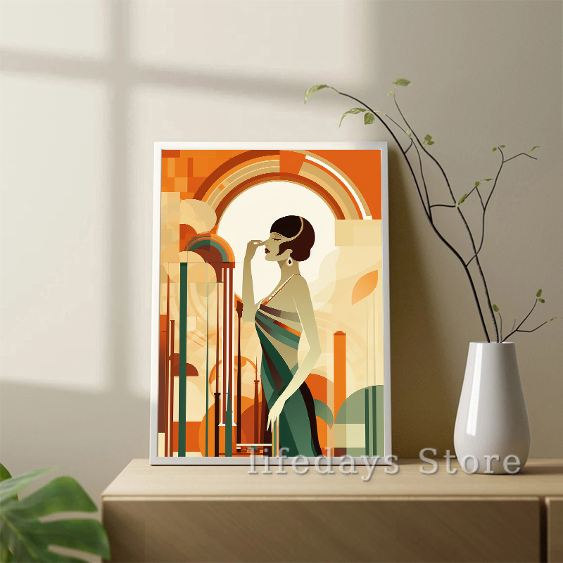 Vintage Art Deco Women Portrai - Vintage Fashion Prints For Wall 评论和价格
