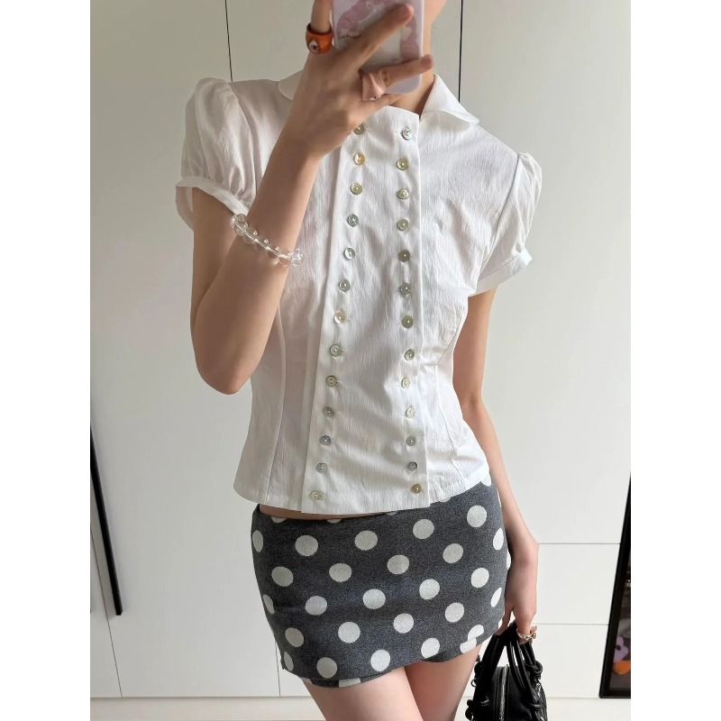 Y2K Japanese Vintage Blouse Pu - Vintage Fashion Korea 评论和价格